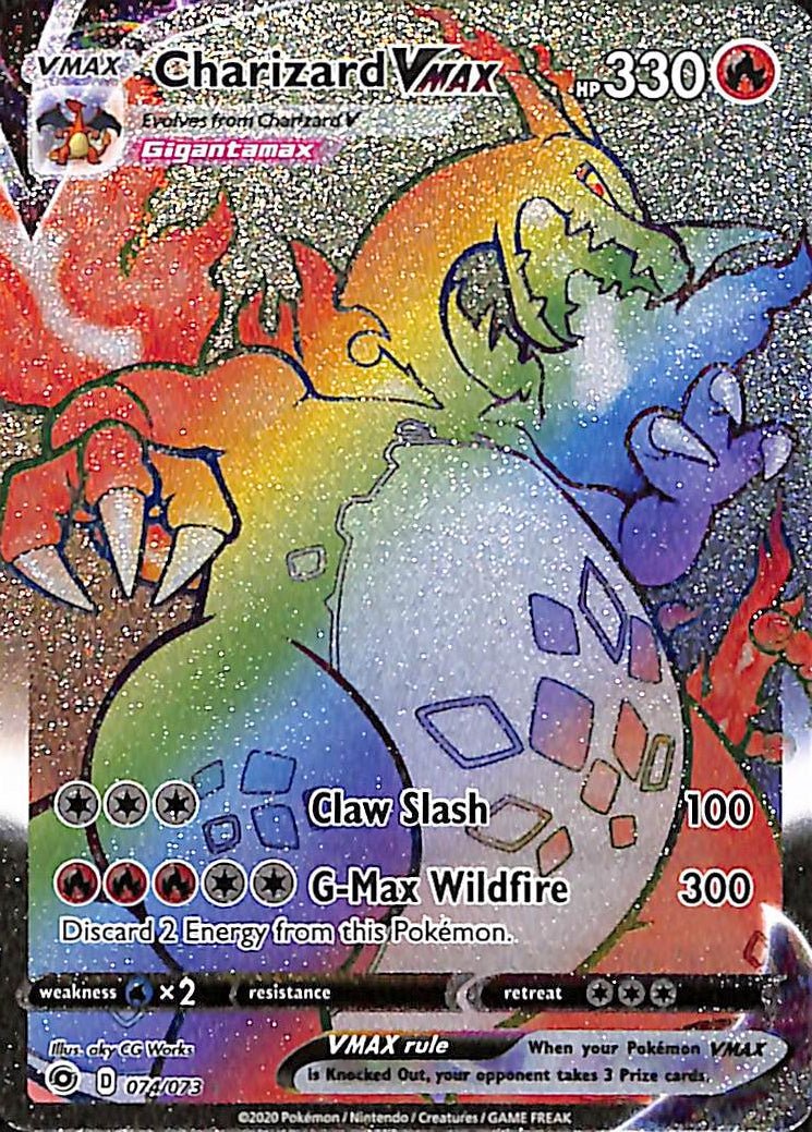 6ba46e9787e758b26201b4242d04357f Pokemon TCG: Sword & Shield Champions Path 74/73 Charizard VMAX (Rainbow Rare) - Menjong